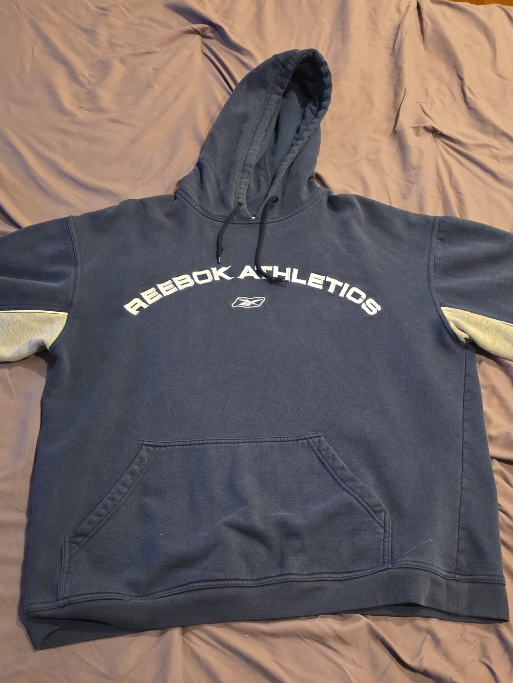 Reebok Navy Hoodie with Light Gray Sleeve Panels